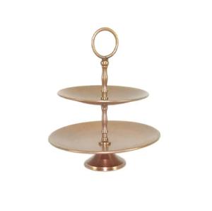 แท่นวางเค้กบนโต๊ะอาหารอุปกรณ์เสริมสำหรับเสิร์ฟเค้กผลไม้แท่นวางเค้กโลหะเคลือบสีทอง2ชั้น - Product Image 1