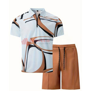 Recién llegado de algodón transpirable, pantalones cortos para hombre, conjuntos cortos de gimnasio para hombre, camiseta y conjunto corto, novedad de verano, conjuntos de pantalones cortos informales para hombre - Product Image 1