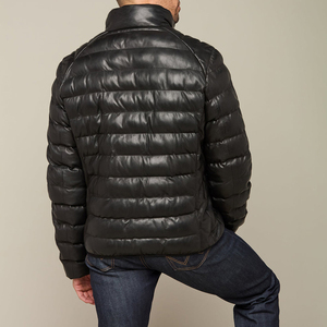 Veste matelassée d'hiver High Street cuir de luxe et vêtements chauds d'extérieur imperméables vestes matelassées en cuir en gros - Product Image 2