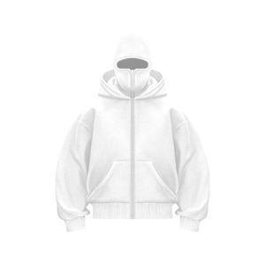 Sweat-shirt à capuche pour hommes pour le printemps personnalisé 100% coton lourd surdimensionné à double capuche avec fermeture éclair et épaules tombantes - Product Image 3