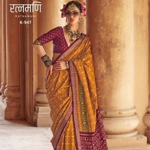 Sari de seda suave de diseñador indio, ropa de fiesta de boda tradicional, hermoso diseño de tejido, estilo paquistaní, Elegante ropa de boda - Product Image 1