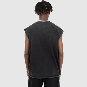 Dernier design, débardeur oversize 100% coton pour hommes, sans manches, service OEM, fabrication de haute qualité, tricot vintage de luxe pour hommes - Product Image 3