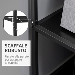 HOMCOM-Bibliothèque à 7 niveaux en aggloméré et acier pour salon, chambre et bureau, 83x34x180 cm, noir - Product Image 6