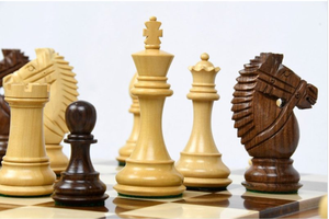 Juego de mesa de Ajedrez de madera hecho a mano de 4 pulgadas con brida Staunton Premium con bellamente elaborado por palisandro dorado y boj - Product Image 5