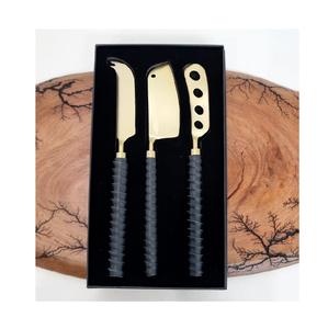 Juego de quesos de latón al por mayor, juego de cuchillos para queso de latón de calidad estándar con mango de resina, caja de embalaje personalizada de 3 piezas - Product Image 2
