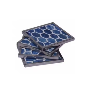 Sous-verre en os incrusté, classique, écologique, artisanal, avec un design personnalisable et une forme carrée - Product Image 2
