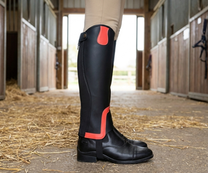 Classique Confortable Demi-Ghettots en Cuir Noir pour Hommes avec Bordure Contrastante Orange Fermeture Éclair Arrière Poche Personnalisée pour l'Entraînement - Product Image 1