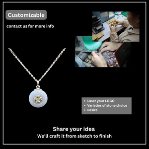 Pendentif tendance trèfle à quatre feuilles (Amour Espoir Foi Chance) en argent sterling avec pierre naturelle calcédoine tsavorite, fabriqué en Chine - Product Image 5