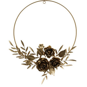 Couronne suspendue décorative murale en fer Couronne en rotin couleur or pour la décoration de la maison et du mariage faite à la main en vrac - Product Image 2