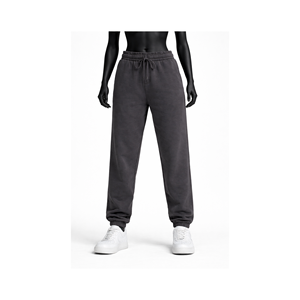 กางเกงวอร์มผ้าฟลีซสีดำแบบกำหนดเองสำหรับผู้หญิง เอวสูง มีเชือกผูก ยางยืดที่เอว ปลายขาจั๊มพ์ รับผลิตตามแบบ (OEM) ขายส่ง - Product Image 1