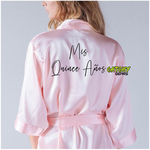 Batas de novia OEM con logotipo personalizado para niños, cumpleaños, satén de seda, dama de honor para mujer, bata de fiesta de boda, batas personalizadas de lujo al por mayor - Product Image 1