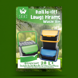 Ensemble de 3 poubelles empilables Ecoplast 28 LT, assorties, écologiques, anti-déversement, à roulettes, pour la gestion des déchets - Product Image 3