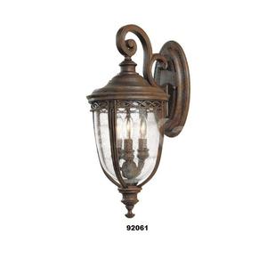 Linterna de pared fija de bronce tradicional mediana con pantalla de vidrio transparente, linterna de pared sólida decorativa para decoración de jardín y hogar - Product Image 1