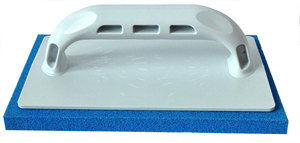 Frattazzo in Gomma con Manico in Plastica Colore Blu (a Grana Fine) Cm. 10x24 - Product Image 1