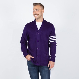 <b>Men's</b> University Black <b>V</b>-<b>Neck</b> Double Breasted Cardigan <b>Sweater</b> Anti-Wrinkle Regular Fit Acrylic Material Winter Wear - Product Image 2