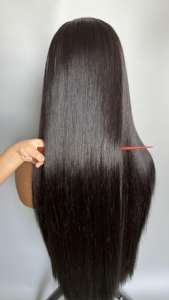 Peluca de encaje frontal, peluca sin procesar virgen alineada con cutícula, Peluca de cabello humano 100% sin procesar - Product Image 2