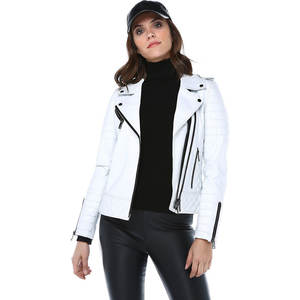 Vente en gros 100% veste de motard pour femmes en cuir véritable en cuir de mouton respirant Satin tissé - Product Image 4