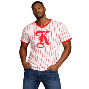 Maglia da Baseball Kappa Alpha Psi con Ricamo in Ciniglia Bianca Stile Old English K, T-Shirt a Rete per Fraternità Greca Nupe 1911 - Product Image 1