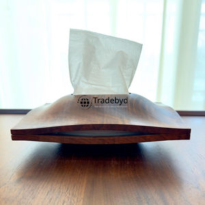 กล่องใส่กระดาษทิชชูไม้ทำมือ พร้อมที่วาง ดีไซน์ลายดอกไม้สลัก งานพรีเมียม ตกแต่งบ้านสไตล์ทันสมัย สำหรับห้องนั่งเล่น Tradebyd - Product Image 3