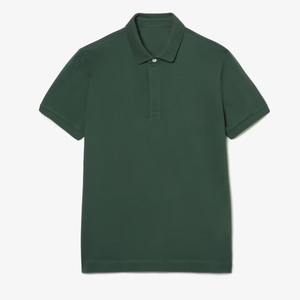 Polo de piqué verde bosque de estilo informal con logotipo personalizado 100% algodón elástico con ribete de botón oculto - Product Image 5