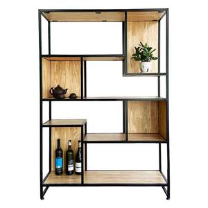 Estantería Decorativa de Estilo Industrial, Madera de Caucho Rústica con Estructura de Hierro para Almacenamiento de Libros en el Hogar, Oficina o Dormitorio - KS68184 - Product Image 1