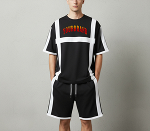 Conjunto de Camiseta y Pantalones Cortos de Algodón Oversize para Hombre, con Logotipo Personalizado, Diseño Gráfico Vintage, Bolsillo con Cordón Ajustable, Estilo Único Vintage - Product Image 1