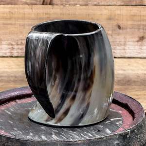 Jarra de taza de cuerno de animal religioso vikingo auténtica y ecológica para fiesta de hidromiel y cerveza de Halloween - Product Image 4