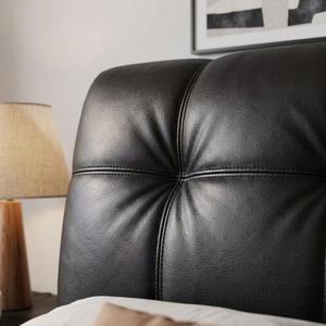 Letto matrimoniale imbottito Wingback con struttura KD, doghe silenziose, telaio letto flottante in pelle Nappa, letto nuziale minimalista italiano - Product Image 4