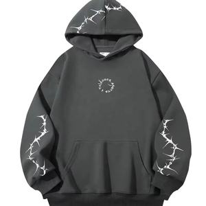 Sudadera con capucha lavada con ácido Terry francés de gran tamaño, ropa de calle gruesa de algodón pesado, sudadera básica de mezcla de algodón - Product Image 5