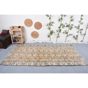 Alfombra Turca de 4,5x8,4 pies, Alfombra de Lana Beige con Diseño de Camuflaje - Product Image 2