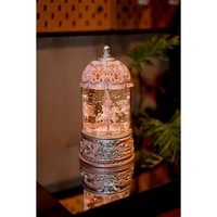 Caja de Música de Carrusel Metálico Moderno de Lujo con Bola de Nieve Giratoria, Decorativa y Ecológica, Regalo de Navidad, para Recién Nacidos y Baby Shower