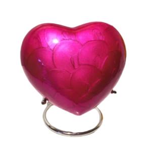 <b>Top</b> Quality Enamel <b>Heart</b> Brass Keepsake Indian Handicraft Bras <b>Heart</b> Cremation Urns With Pink Color - Product Image 1