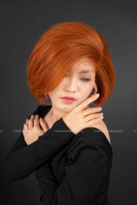 วิกผมแท้จากผู้บริจาคหลายคน ทรงพิกซี่สั้นสีส้ม ผมเวียดนามแท้ ย้อมสีได้ทุกสี - Product Image 2
