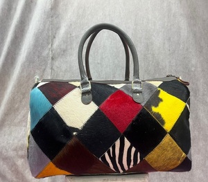 Bolsa de Viaje de Cuero con Parches de Piel Sintética, Bolsa de Fin de Semana, Bolsa de Almacenamiento Grande, Tamaño de Cabina, para Viajes Cortos, Bolsa de Gimnasio - Product Image 3