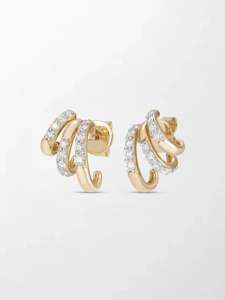 Clásicos Atemporales Pendientes de Diamantes Cultivados en Laboratorio con Engaste de Garra, 0.86 Ct, Color GH, Claridad VS, 28 Piedras, Oro Amarillo de 14K, Pieza Esencial para el Día a Día - Product Image 3