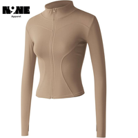 Chaqueta de Yoga Deportiva con Cierre, Corte Ajustado, Manga Larga, con Orificios para Pulgares, Transpirable, de Secado Rápido, 100% Poliéster