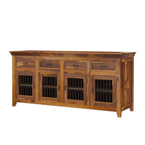 ตู้ไม้สักไม้ที่ทันสมัยเป็นมิตรต่อสิ่งแวดล้อมตู้บุฟเฟต์เหล็กดัดประตูย่างทำด้วยมือสำหรับรับประทานอาหารห้องนั่งเล่นโรงแรม - Product Image 2