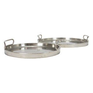 Plateau de service rond en aluminium avec poignée personnalisation du logo disponible pour le stockage à la maison et le plateau d'organisation - Product Image 4