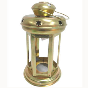 Lanterne en fer et or unique faite à la main personnalisable Vintage bois verre décor de noël artisanat en vrac pour décorations de fête - Product Image 1