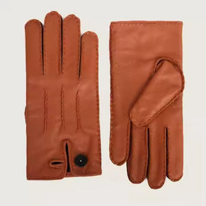 Gants chauds en cuir véritable d'agneau faits à la main pour hommes Gants d'hiver de conduite/habillage en cuir - Product Image 5