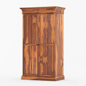 Armoire à vin et spiritueux haute de gamme en teck massif, écologique, style antique, grand rangement, porte-verres, mobilier de maison Java - Product Image 2