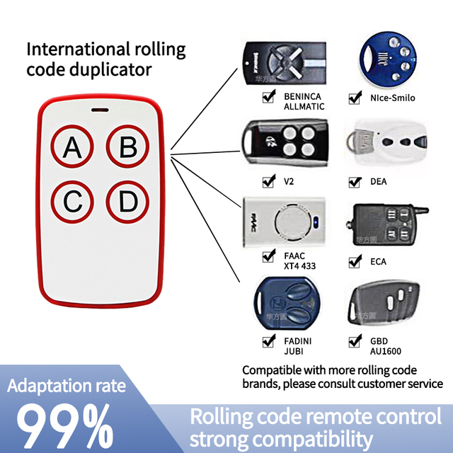 Multi-frequency 4 Buttons Wireless Remote Control Transmitter Universal Duplicator Clone Cloning Code Garage Door Barrier 1 Year