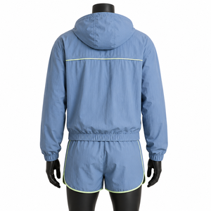 Conjunto Deportivo Unisex Azul Claro con Capucha, Pantalones Cortos Deportivos con Cierre y Manga Larga, Secado Rápido, Ligero, Ropa de Verano - Product Image 2