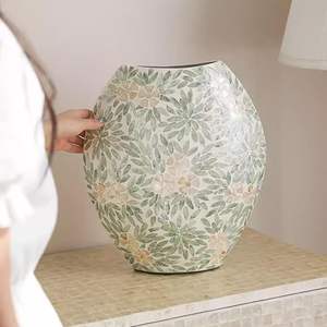 Centros de mesa de boda hechos a mano madre de perlas conjunto de jarrones de mosaico blanco para decoración de eventos - Product Image 3