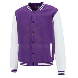 Vestes Letterman d'hiver, couleur unie, boutons recouverts, veste Letterman d'hiver - Product Image 2