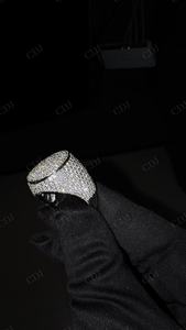 Haute Qualité Ronde Moissanite Diamant S925 Argent Hip Hop Rappeur Style Glacé Pleine Signet Artisanat De Luxe Grande Bague Ronde - Product Image 3