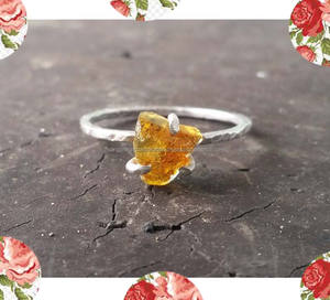 Muy lindo minimalista aguamarina piedra preciosa en bruto bisel ajuste puntiagudo 925 anillo de plata esterlina banda delgada chica universitaria regalo de fiesta - Product Image 3