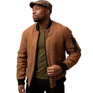 <b>Suede</b> Leather Heated Breathable Embroidered Varsity <b>Jacket</b> for Men's Winter Street Style with Front Logo - Product Image 1