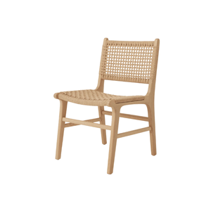 Silla de Comedor de Cuerda de Teca, Asiento y Respaldo de Cuerda Tejida a Mano, Ecológica, Duradera, Moderna, Muebles de Comedor de Madera de Teca Maciza para Apartamento - Product Image 4