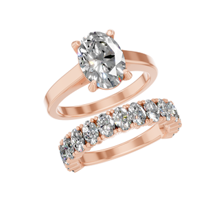 ชุดแหวนแต่งงานสำหรับผู้หญิงประดับเพชรสีทอง14k ประดับห้องแลปเพชรสวยงามหรูหราผลิตจากอินเดีย - Product Image 1